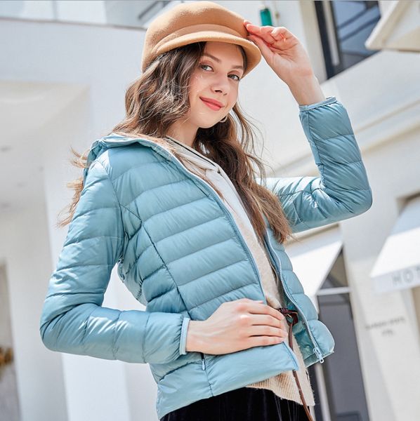 

women 90% white duck down jacket winter spring hooded ultra light down jackets warm outdoor coat parkas outwear woman down parka doudoune, Black