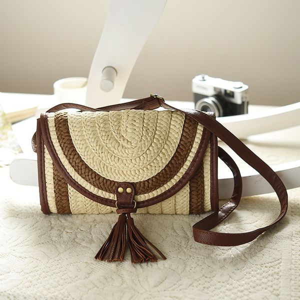 

2017 new women's bag woven bags for womens designer shoulder bag ladies cute knitting tassel women mini straw bag summer d18102407