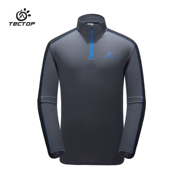 

tecquick-dry t shirt polyester long sleeve tees active camping hiking fishing breathable t-shirt for men, Gray;blue