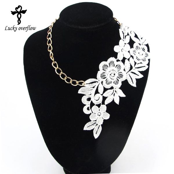 

whole sale2017 fashion gothic handmade choker necklace vintage elegant lace flower pendant wedding jewelry for women collar statement gift, Golden;silver