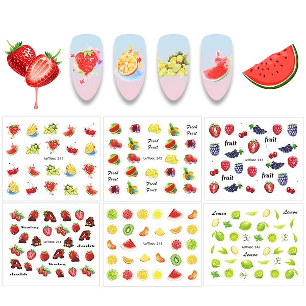 

lemooc 30 patterns nail transfer sticker 1 sheet water decal different fruit designs nail art decoration for manicure watermark, Black