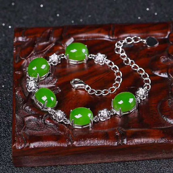 

hetian biyu silver bracelet new egg bracelet j25#, Golden;silver