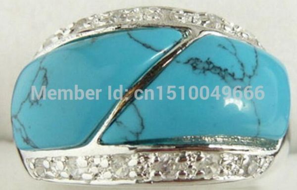 

>>>>turquoisstone 18kwgp crystal ring size: 8.9.10.11, Silver
