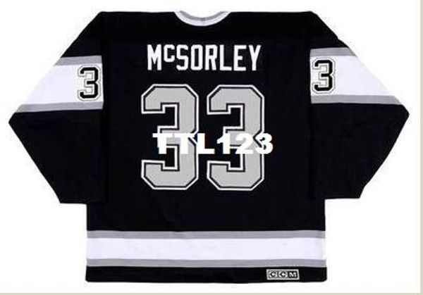 

men #33 marty mcsorley los angeles kings 1993 ccm vintage away home hockey jersey or custom any name or number retro jersey, Black;red