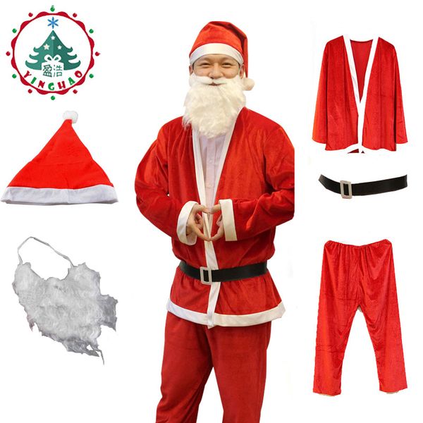 

christmas hat santa claus costume cosplay santa claus clothes fancy dress in christmas man 5pcs/set costume suit for adults