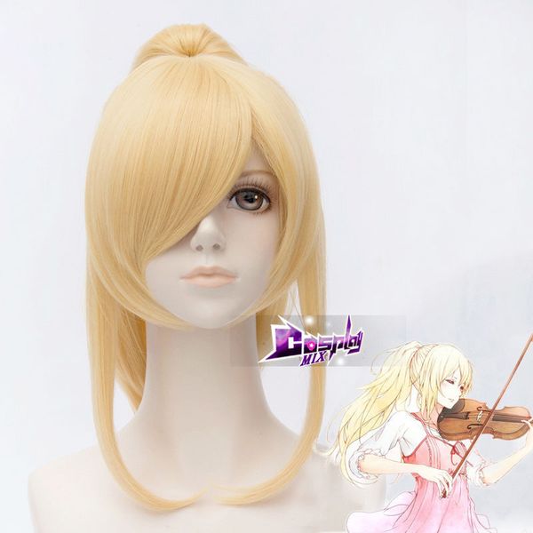 Ly CS günstiger Verkauf Tanzparty CosplaysHellblondes Haar für Love Live Eli Ayase Anime Cosplay Perücke + 50CM langer Pferdeschwanz