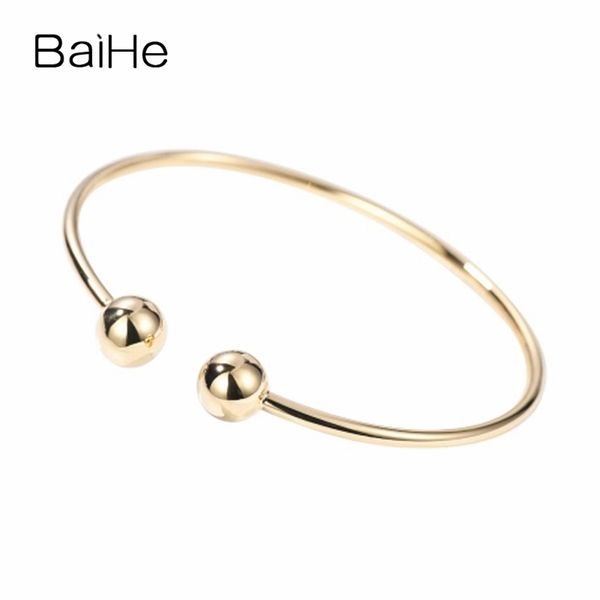 

baihe solid 14k yellow gold(au585) wedding & engagement women trendy elegance sweetness fine jewelry gift fashion bracelets, Golden;silver