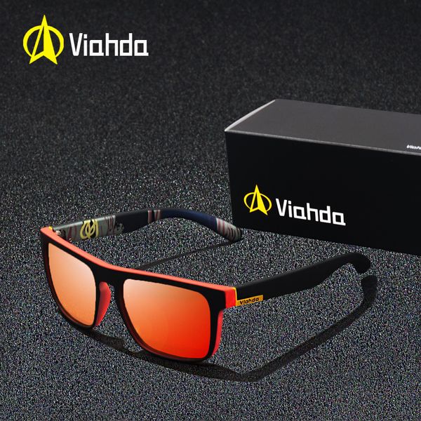 

viahda brand classic polarized sunglasses men driving square black frame eyewear male sun glasses for men oculos gafas, White;black