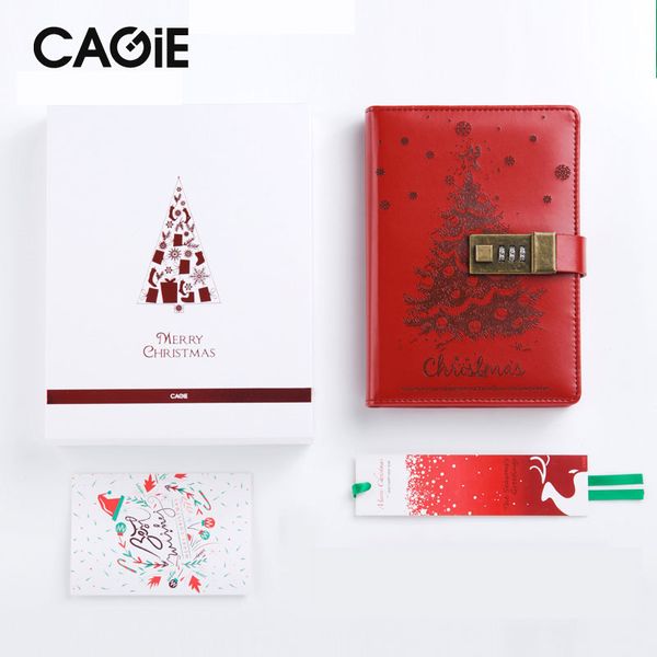 

cagie notebook diary with lock christmas a5 pu leather red&green 5.2*7.5in 256pages 0.67kg filofax spiral palnner refill padlock, Purple;pink