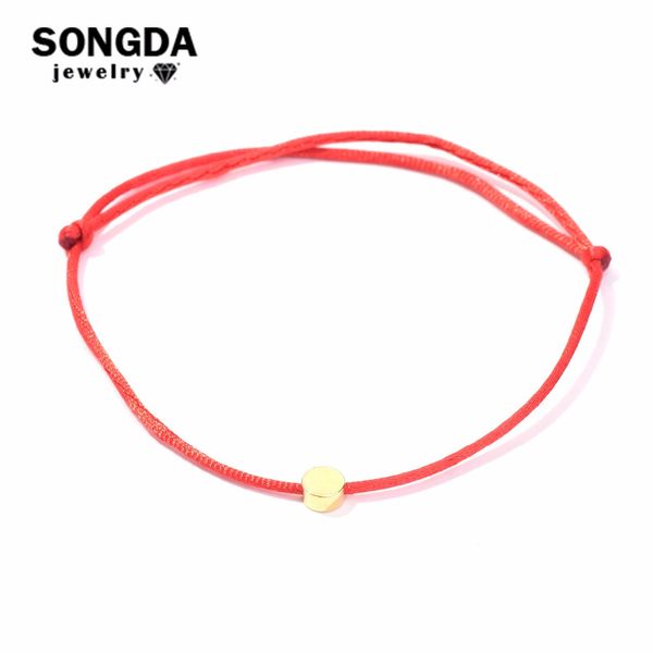 

songda new style real 24k gold circle bracelet multicolor rope adjustable string lucky bracelets for women men kids fine jewelry, Golden;silver
