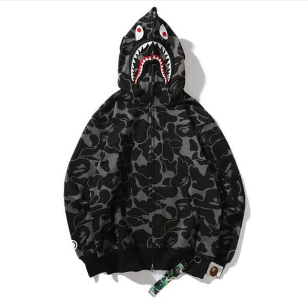 

Новое прибытие акула печатных черный камуфляж толстовки Мужчины Женщины кардига