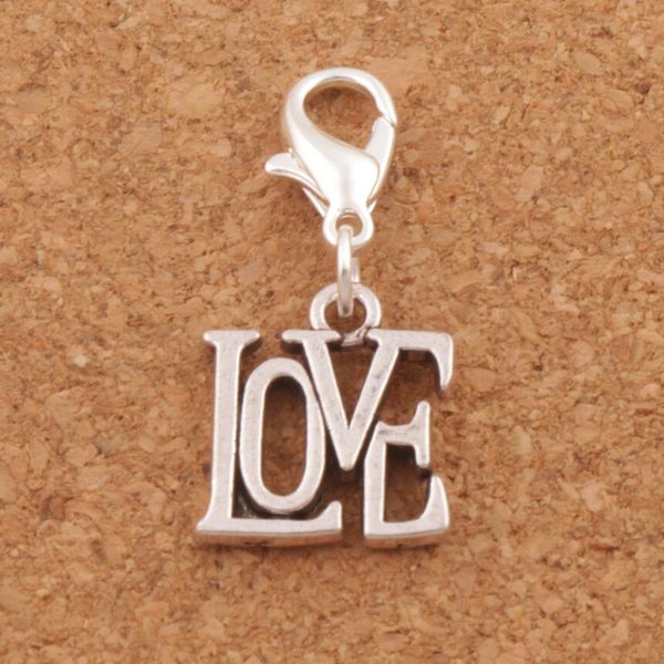 

open love letter lobster claw clasp charm beads 100pcs/lot 13.1x29.9mm tibetan silver jewelry diy c970, Bronze;silver