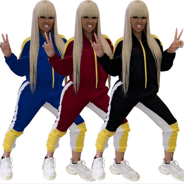 

Fall Winter Women Jogger Sport Suit Tracksuits Pullovers Zipper Sweatshirts Casual Sportwear Long Sleeve jacket Pants Set