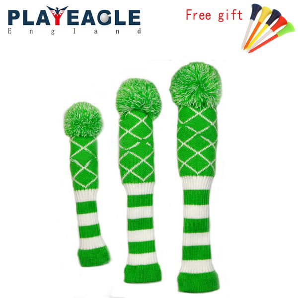 

2018 new 3pcs/set 3 colors stripe kniting golf driver wooden pole head covers knit wool 1 3 5 fairway protect headcover