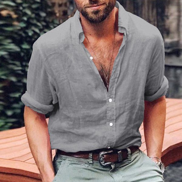 

fashion cool man long sleeve henley shirt daily solid cotton linen loose shirts male basic plain v-neck blouse 2018 summer, White;black