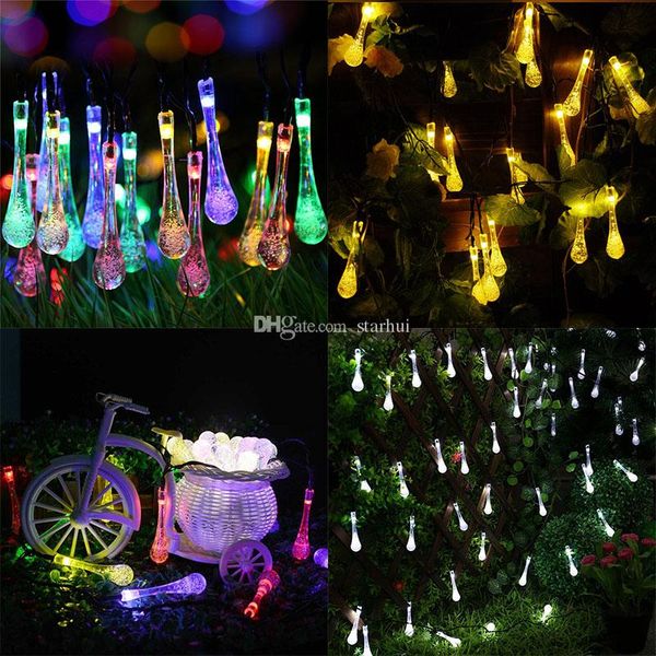 

new led water drop solar powered light halloween christmas decorations 30 lights home outdoor garden patio party holiday supplies wx9-36