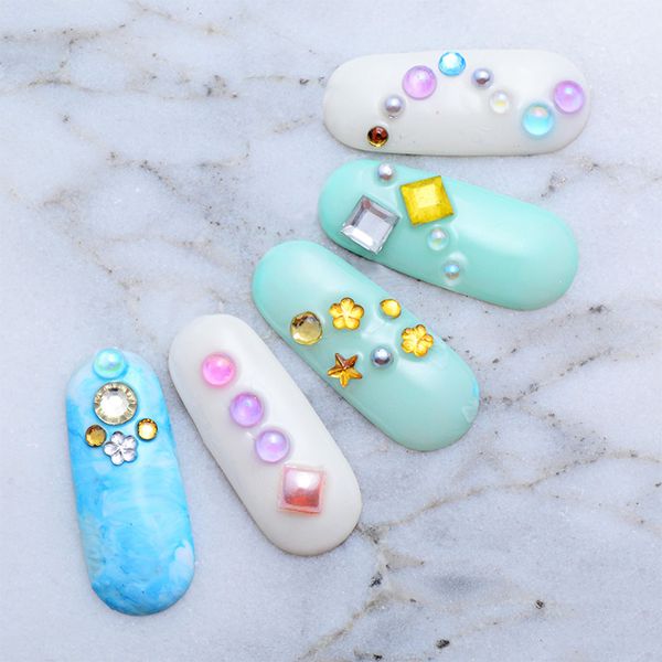

jelly color glass nail design accessoires mixed size rhinestones for nails 2018 new nail art decoration phone accessoires 1 box, Silver;gold