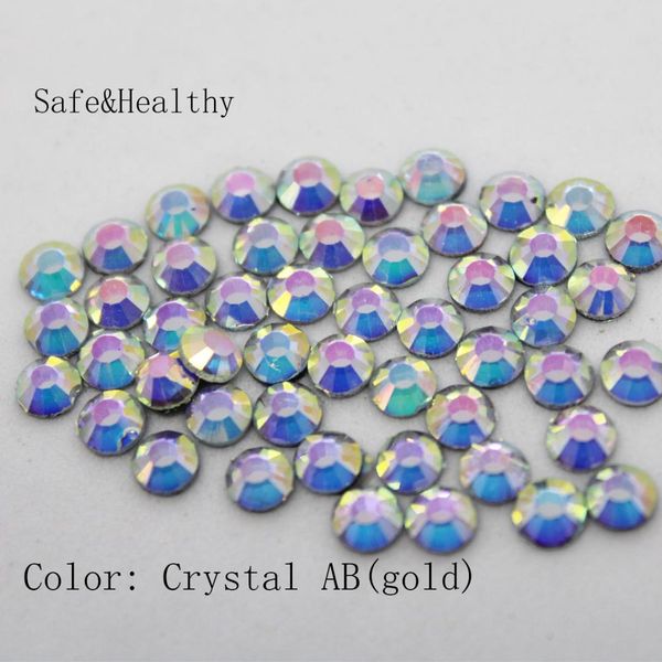 

crystal ab(gold) large package crystal glass dmc machine cut ix rhinestone fix iron on rhinestone garment sewing stone, Silver;gold