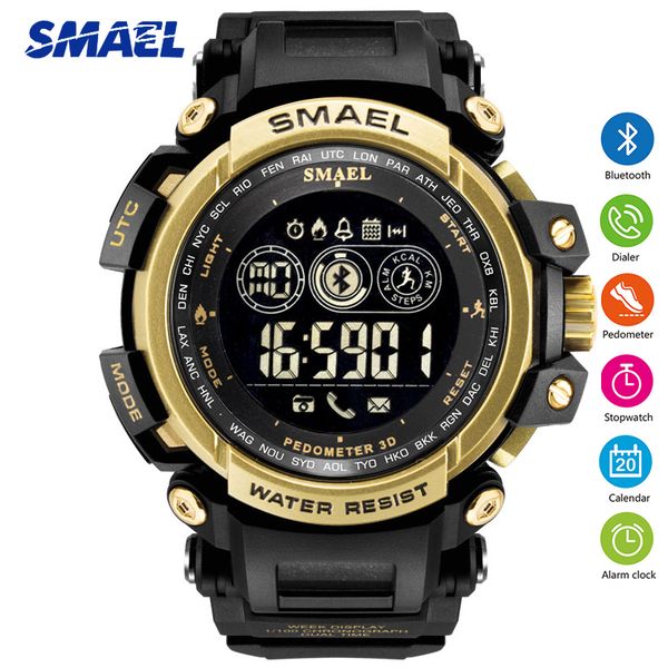 

smael brand men smart sport watches satch digital led electronic clock man bluetooth watch relogio masculino, Slivery;brown