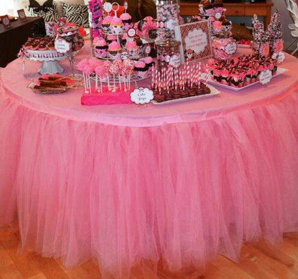100 100cm Christmas Decor 100 Polyester Tulle Table Skirt For