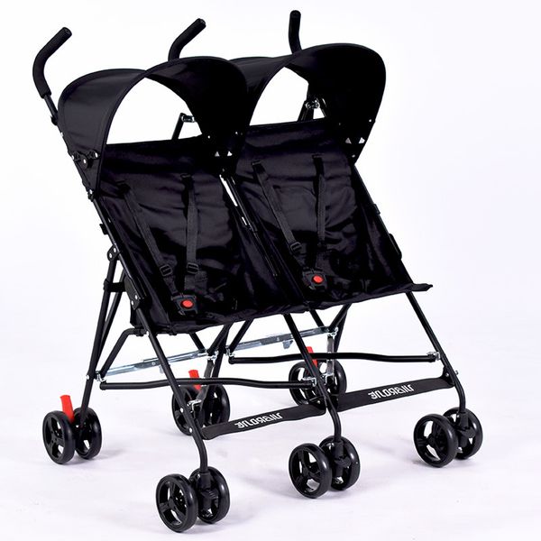 

christmas gift for twins infants mutiple stroller folding travel double pram two seat carriages umbrella pram black poussette