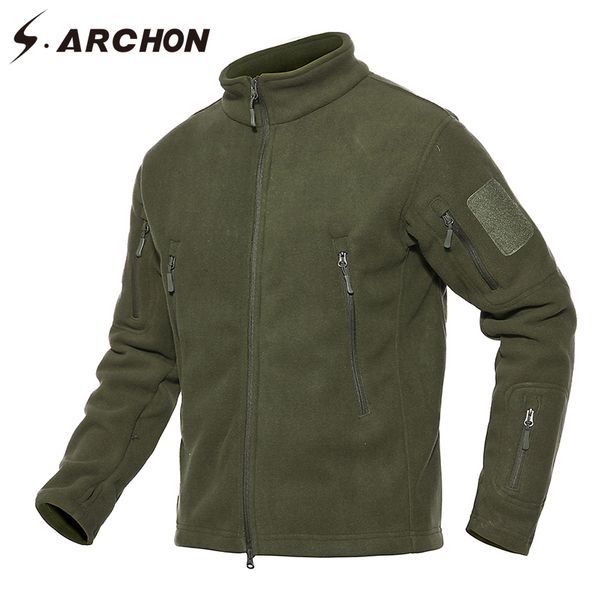

s.archon winter tactical fleece jacket men city many pockets warm thermal army jacket windbreaker thicken combat coats, Black;brown