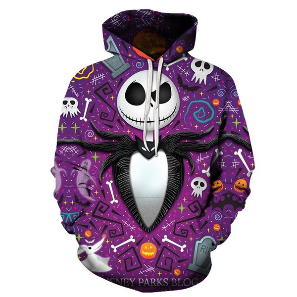 

fashionmen/women halloween skull 3d funny printed crewneck sweatshirt fashion casual hoodies h384, Black