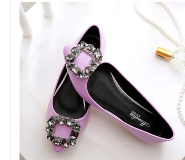 

send 2018 new style fashion small size and big size women's single shoes diamond flat shoes., Black