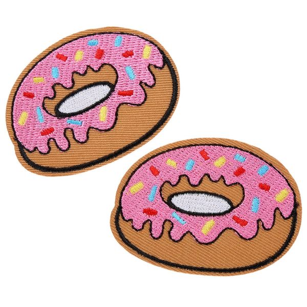 

donut embroidered patch iron on doughnut patches sewing applique badge clothes patch stickers apparel craft sewing accessory new, Black
