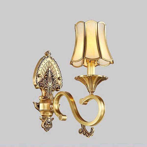 Luxo Europeia Europeia Cobre Living Lamp Villa Americana Royal Copper Quarto Quarto Sconces Corredor Wall Lighting Lumining