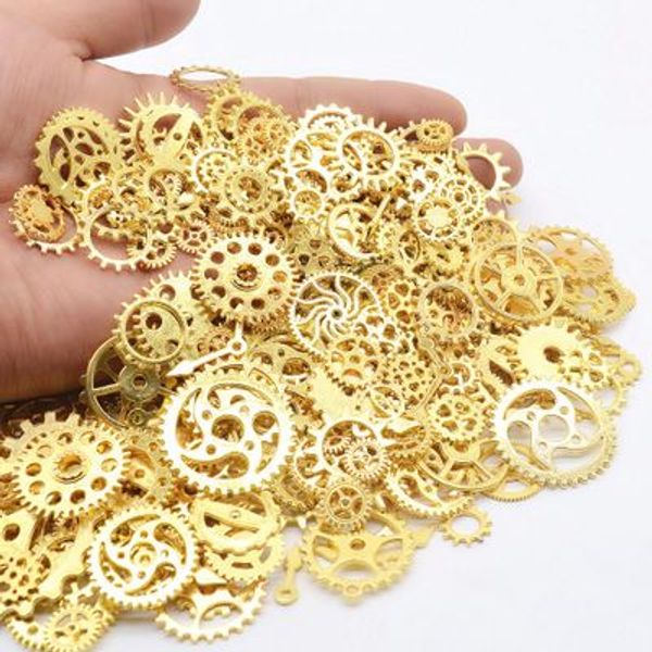

100g mix alloy steampunk gears diy jewelry accessories gears cog wheel charms pendant fit bracelet accessories jewelry making dhl, Black