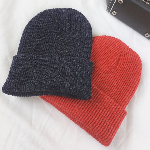 Sonbahar ve Kış Yün Şapka Örme Şapka Rahat Şapka için Çift Kadın Ucuz Skullies Caps Kadınlar Bere Bayanlar Beanies Siyah Şapka