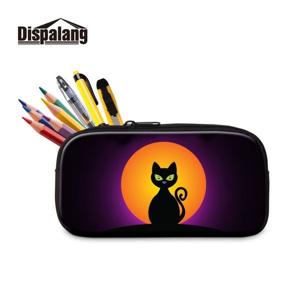 

women small travel cosmetic case cool animal cat printed pencil box bag for school students boys girls canvas pen bags wholesale
