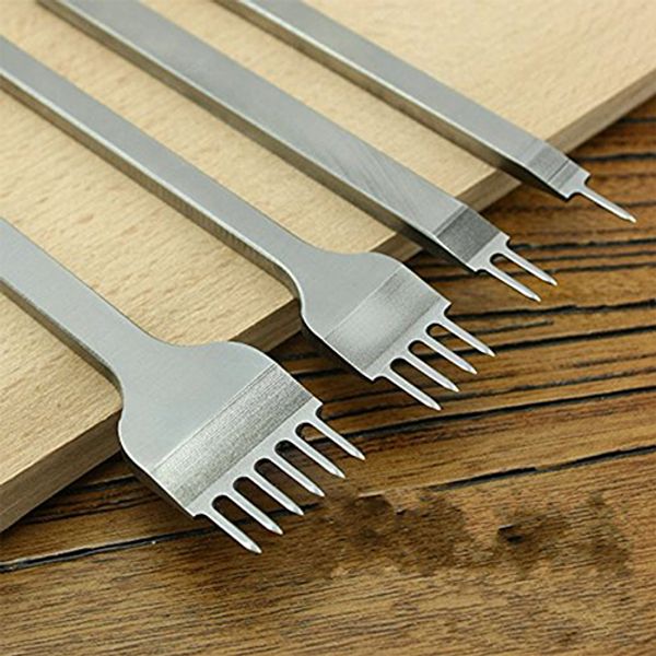 

useful stainless steel rhombus tooth chisel leather craft diy tool hole punch, Black