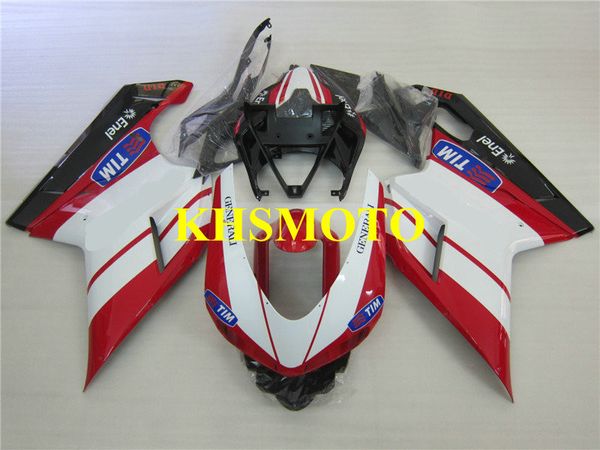 Molde de injeção Kit de carenagem para DUCATI 848 08 09 10 11 ducati 1098 1198 2008 2009 2011 ABS Vermelho branco Carenagens + Presentes DD03