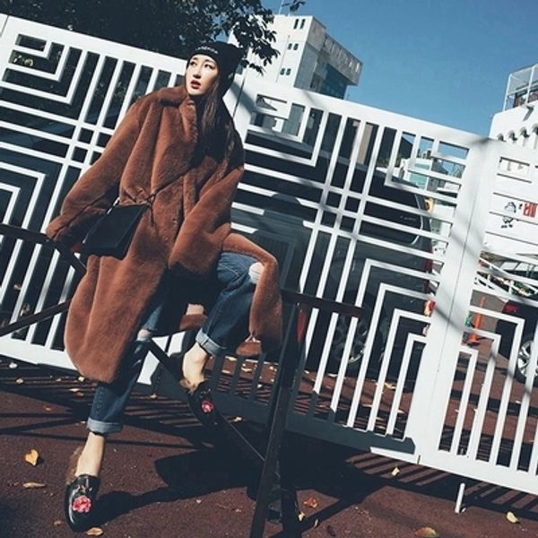 

2018 new style high-end fashion women faux fur coat s13, Black