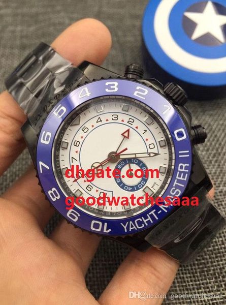 

44mm white dial116680 blue ceramic bezel black stainless steel asia 2813 movement mechanical automatic mens watch, Slivery;brown