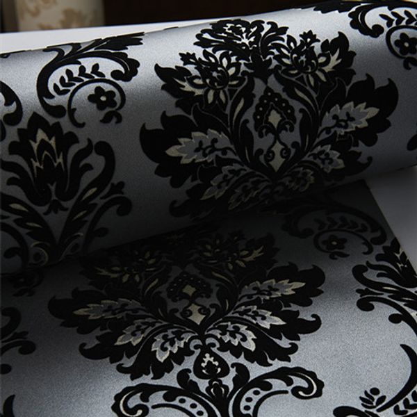 

10 м 3d обои флокирования уголь черного бархата металлический флокированная марочные 53 см ширина уникальный обои