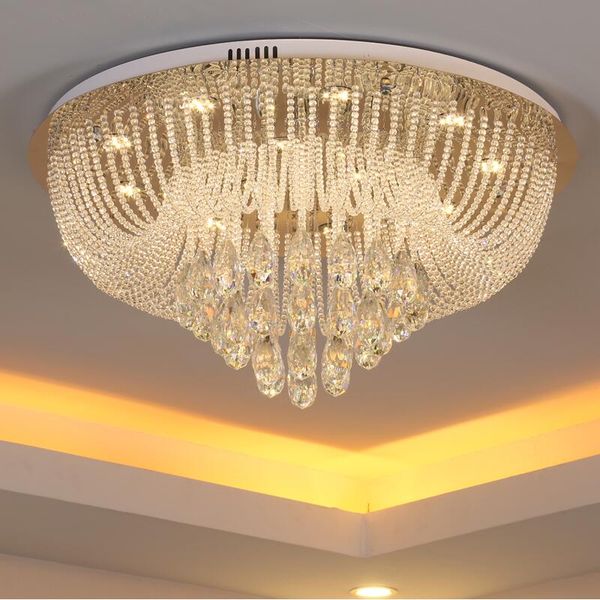 

new round living room led crystal ceiling lamp curtain lamp bedroom dining room lights