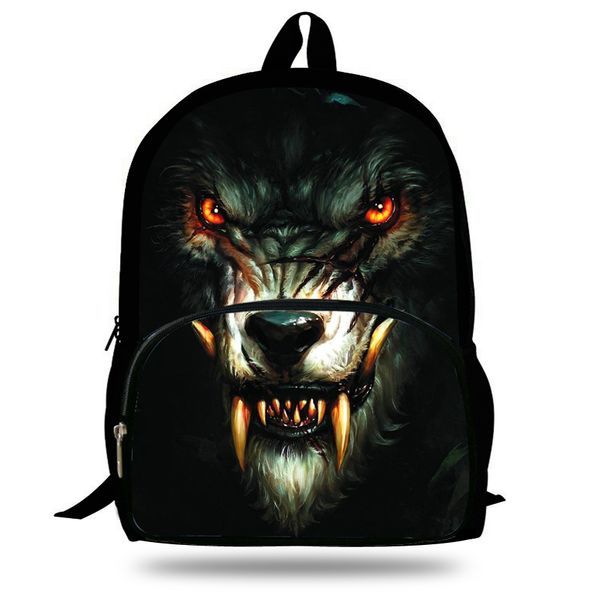 

16-inch fashion kids animal backpack white wolf bag for kids wolf backpack zoo animal bag for children school bags boys girl
