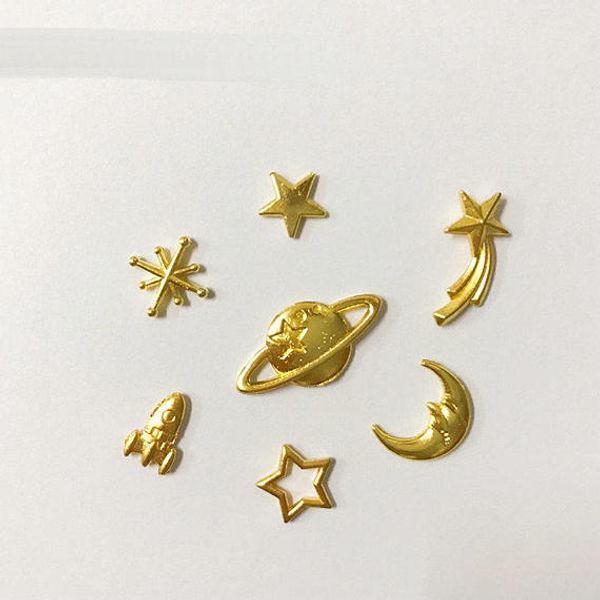 

150pcs mix small astronomy embellishments for uv resin crafts | mini matel cabochons | kawaii moon star jewelry supplies, Bronze;silver
