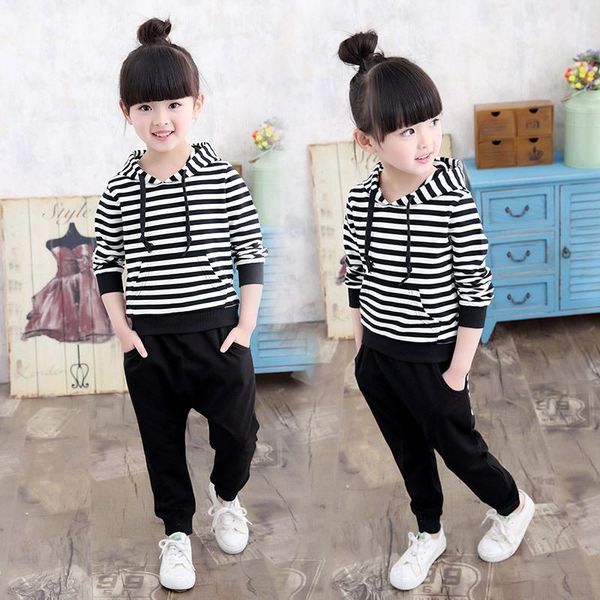 

children sports suit girls clothes tracksuit kids clothes jacket + harem pants 2 pcs outfit toddler girl clothing sets, White
