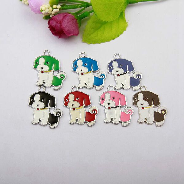 

горячие продажи 50 шт. цинковый сплав глазурь multi lovely собака pet подвески для изготовления браслетовустановка ожерелья аксессуары женщи, Bronze;silver