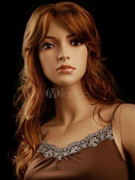 

classic brown synthetic women's curly medium wig fashion wig hair, Black;brown