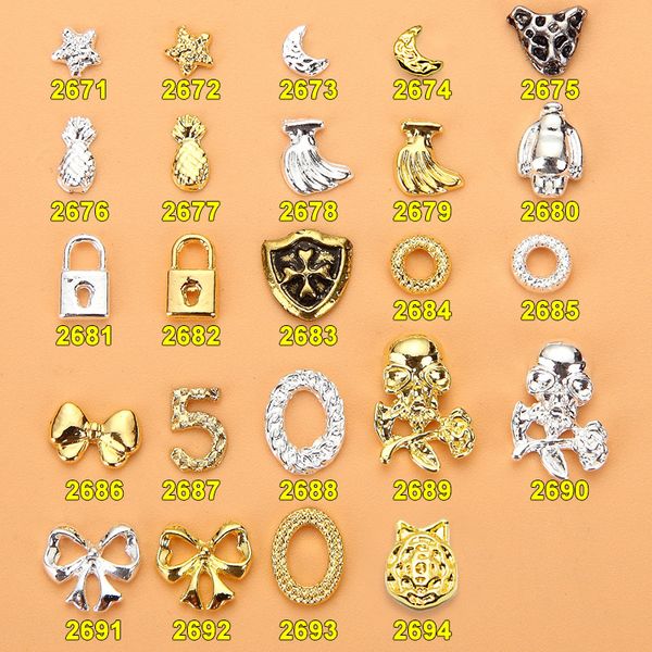 

100pcs 3d nail decoration/ moon&star metal nail diy deco charm sticker for gel polish design/ jewelry crafts charm diy, Silver;gold