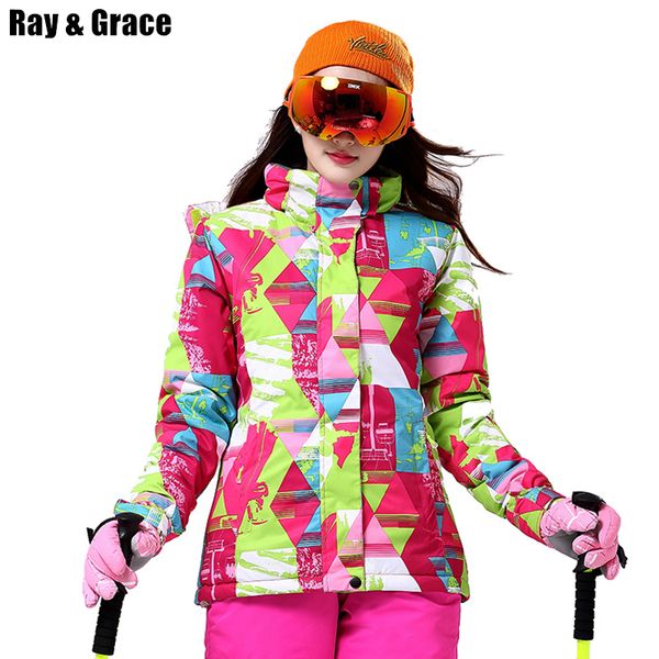 

ray grace snow jacket women winter outdoor coat waterproof windproof breathable sports thermal parka hiking ski snowboarding