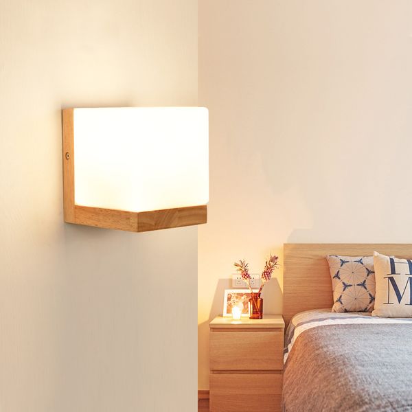 2019 Modern Wood Wall Lights Bedroom Wall Lamp Hallway Wandlamp