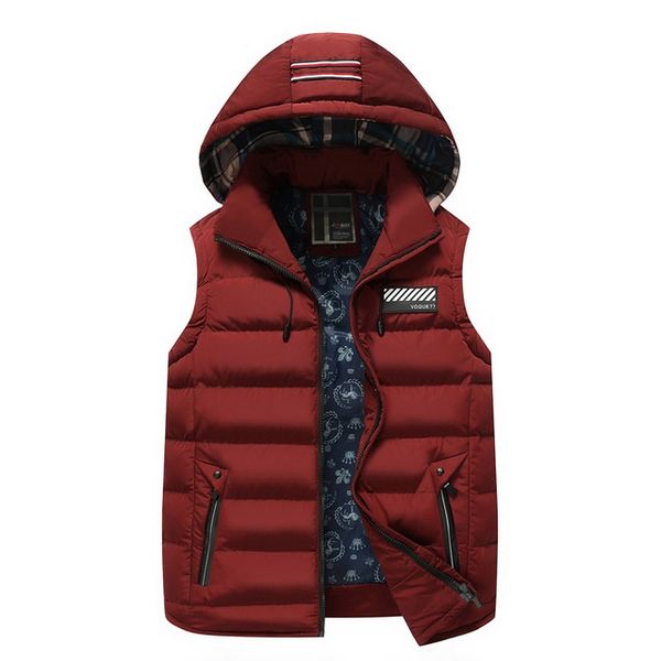 

icpans 2018 winter vest thermal sleeveless jackets men new detachable cap hooded vest men autumn winter warm vests plus size, Black;white