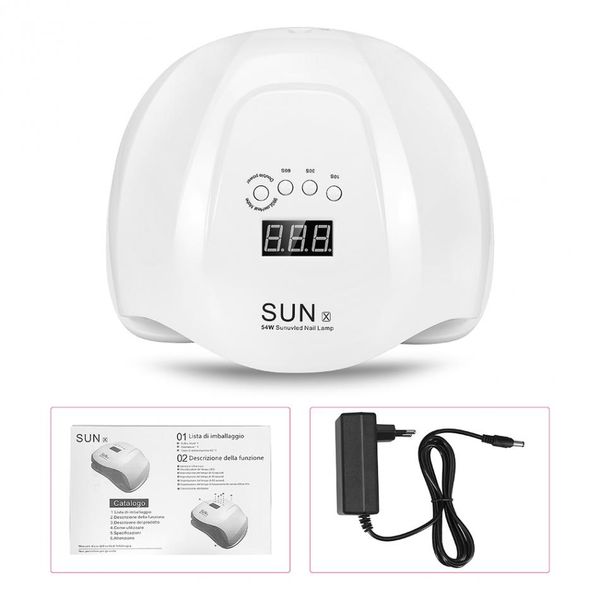 

54w nail dryer polish machine uv lamp led nail lamp for gel polish art automatic hand sensor art tools eu/us plug