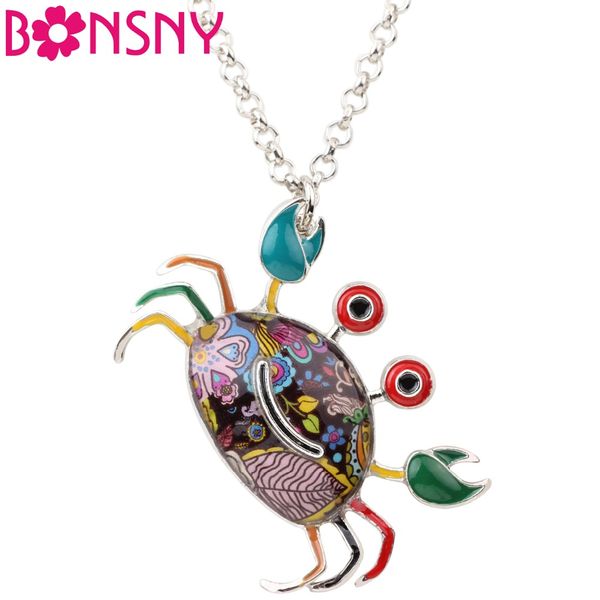 

statement alloy enamel chain cute crab necklace pendants chain collar ocean animal jewelry for women girl accessories, Silver